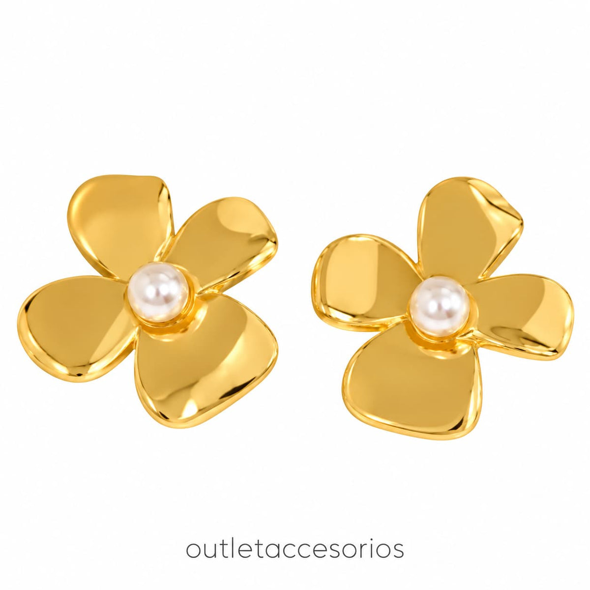 Aros flor perla