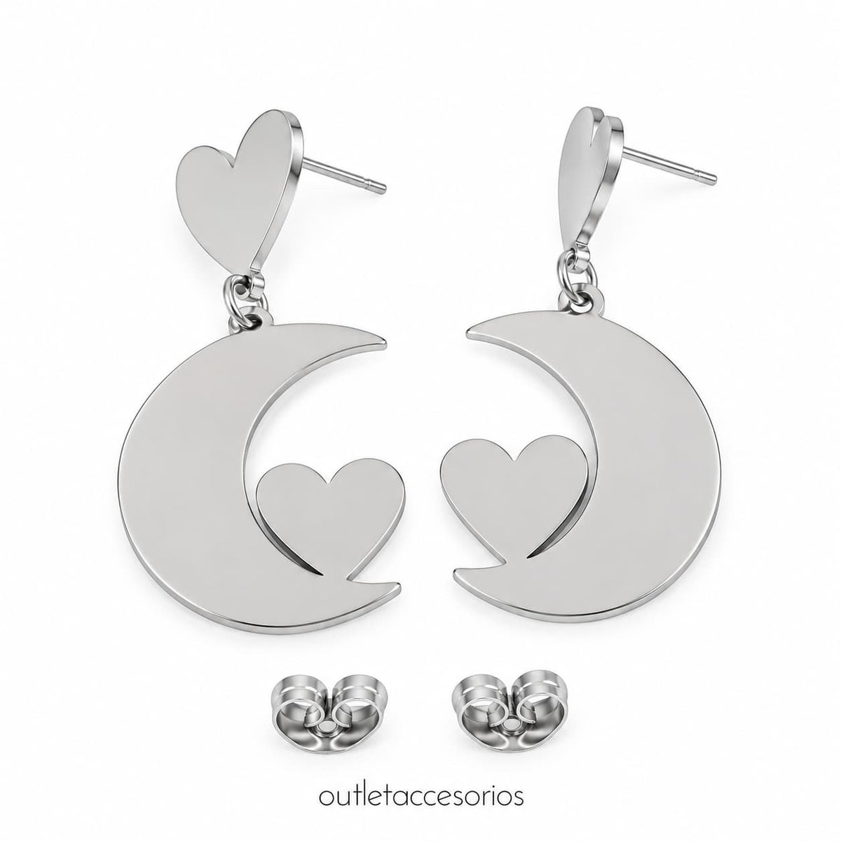 Aros luna corazon