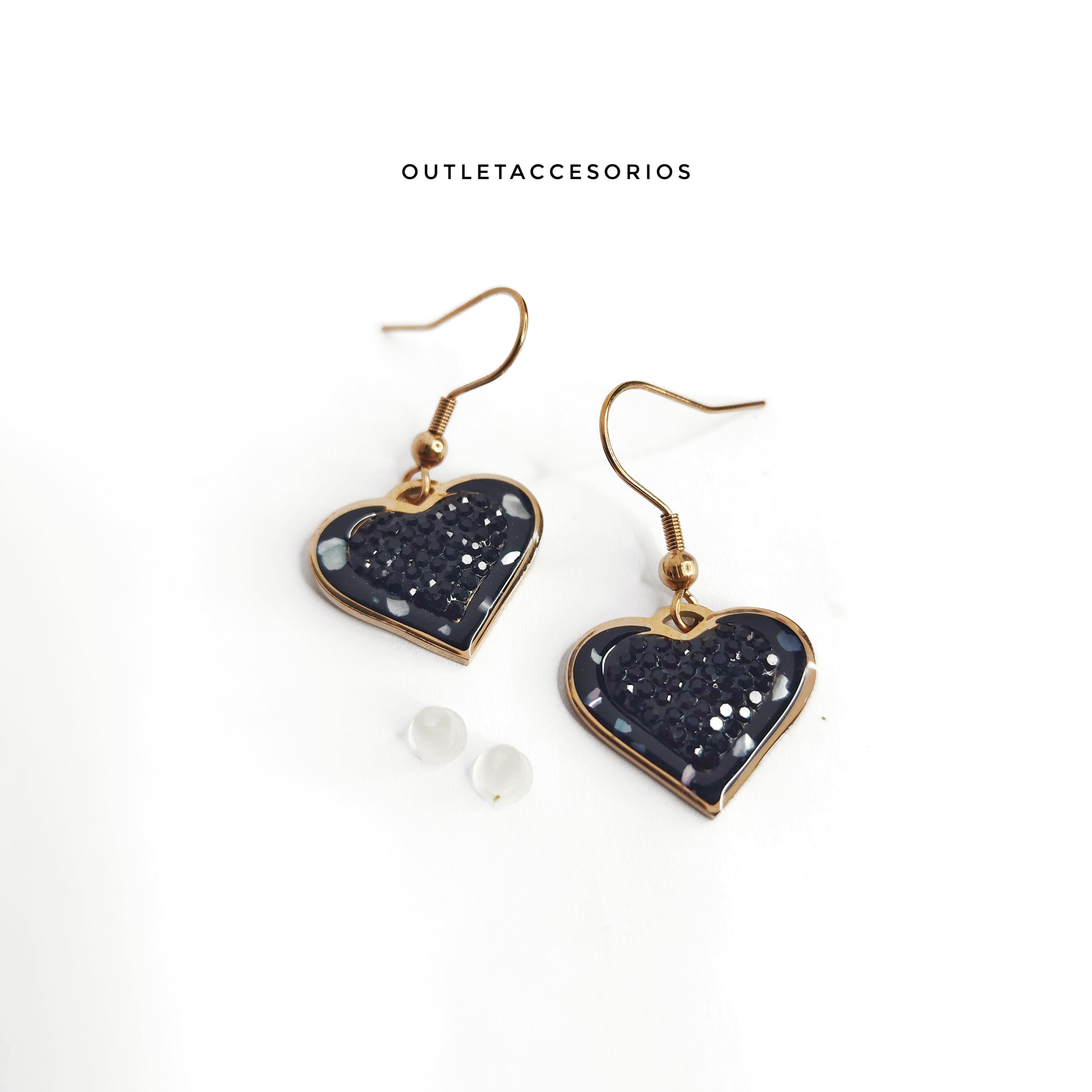 Aros corazon dark rosa