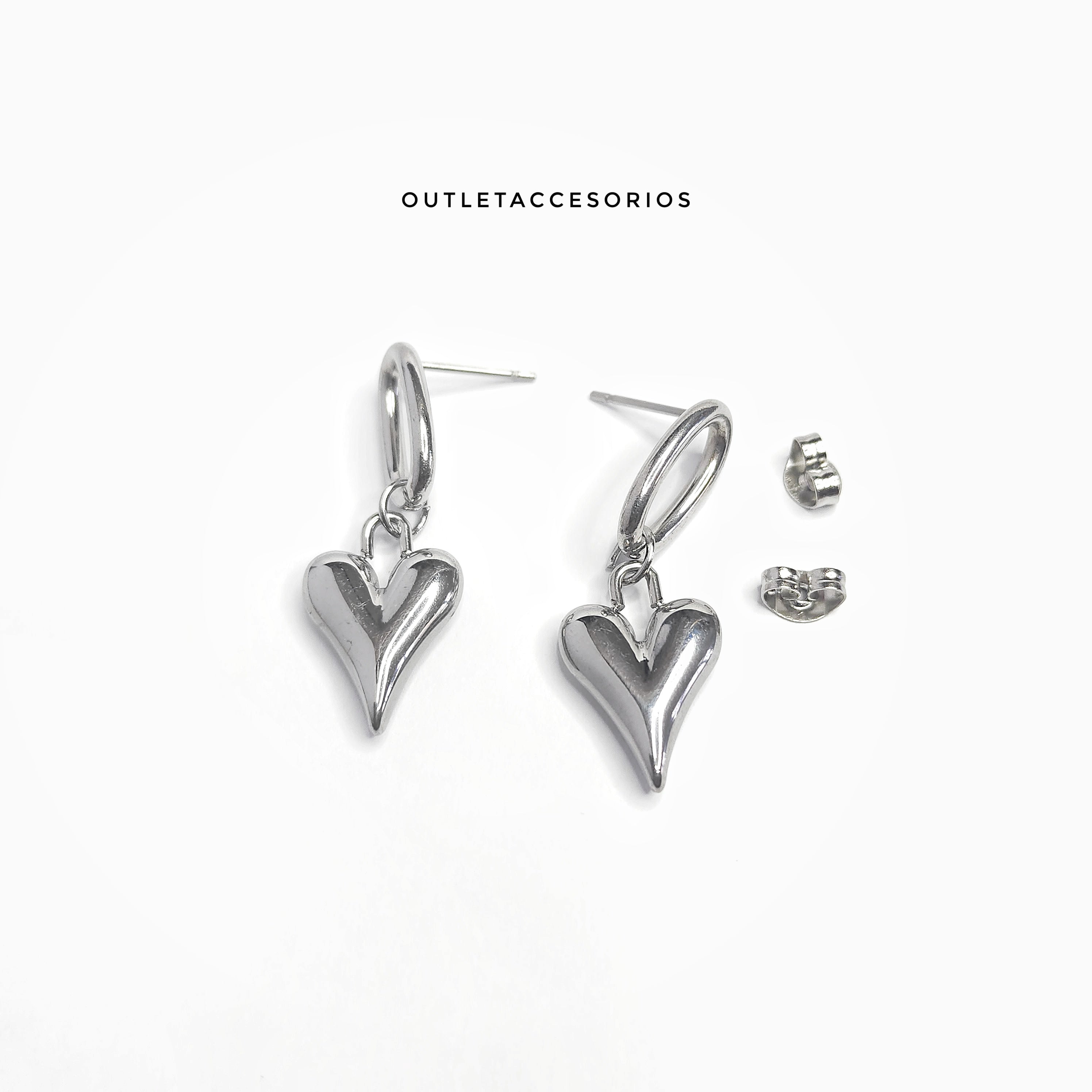 Aros corazon Isabel plateado