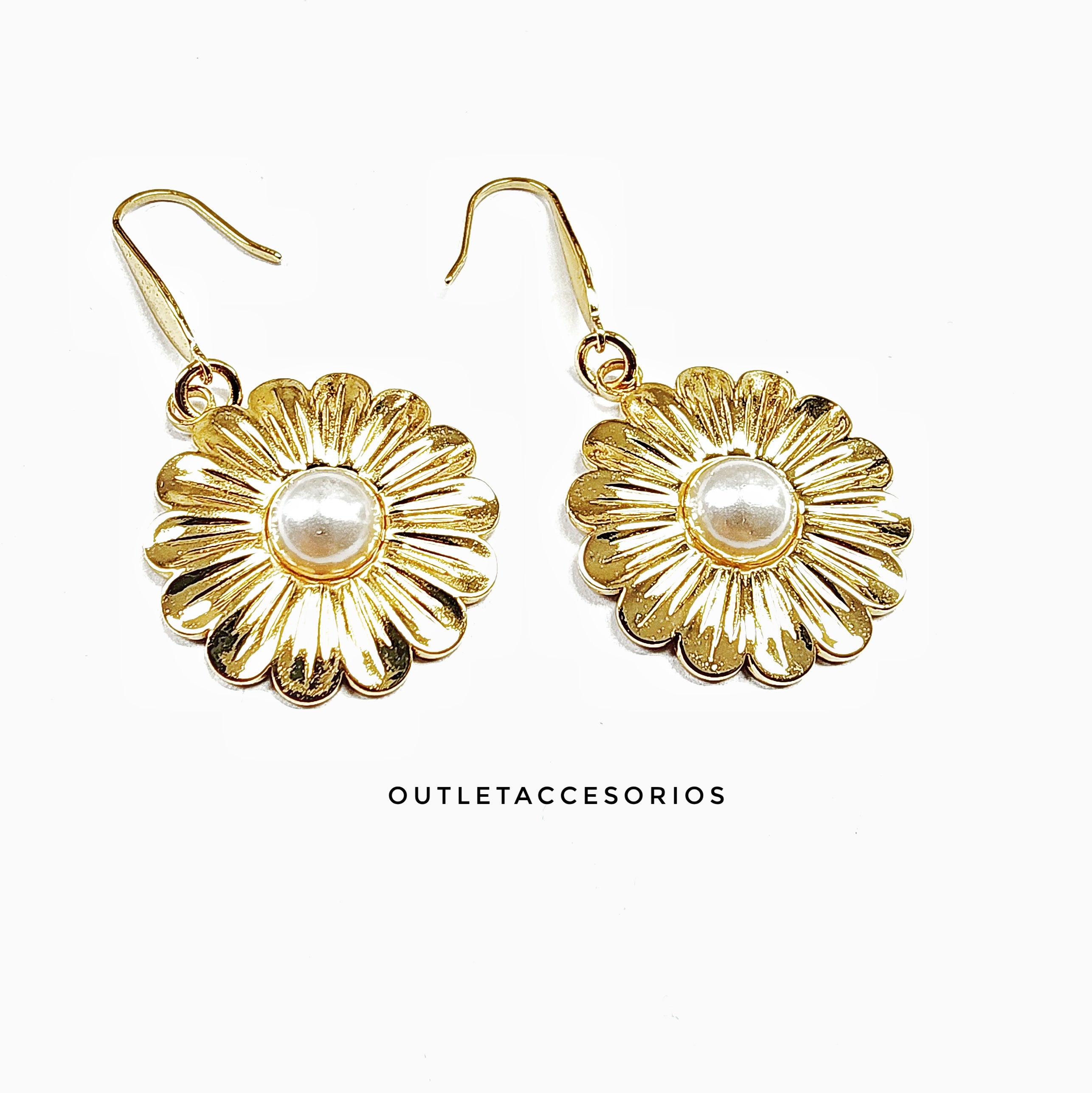 Aros Flor perla