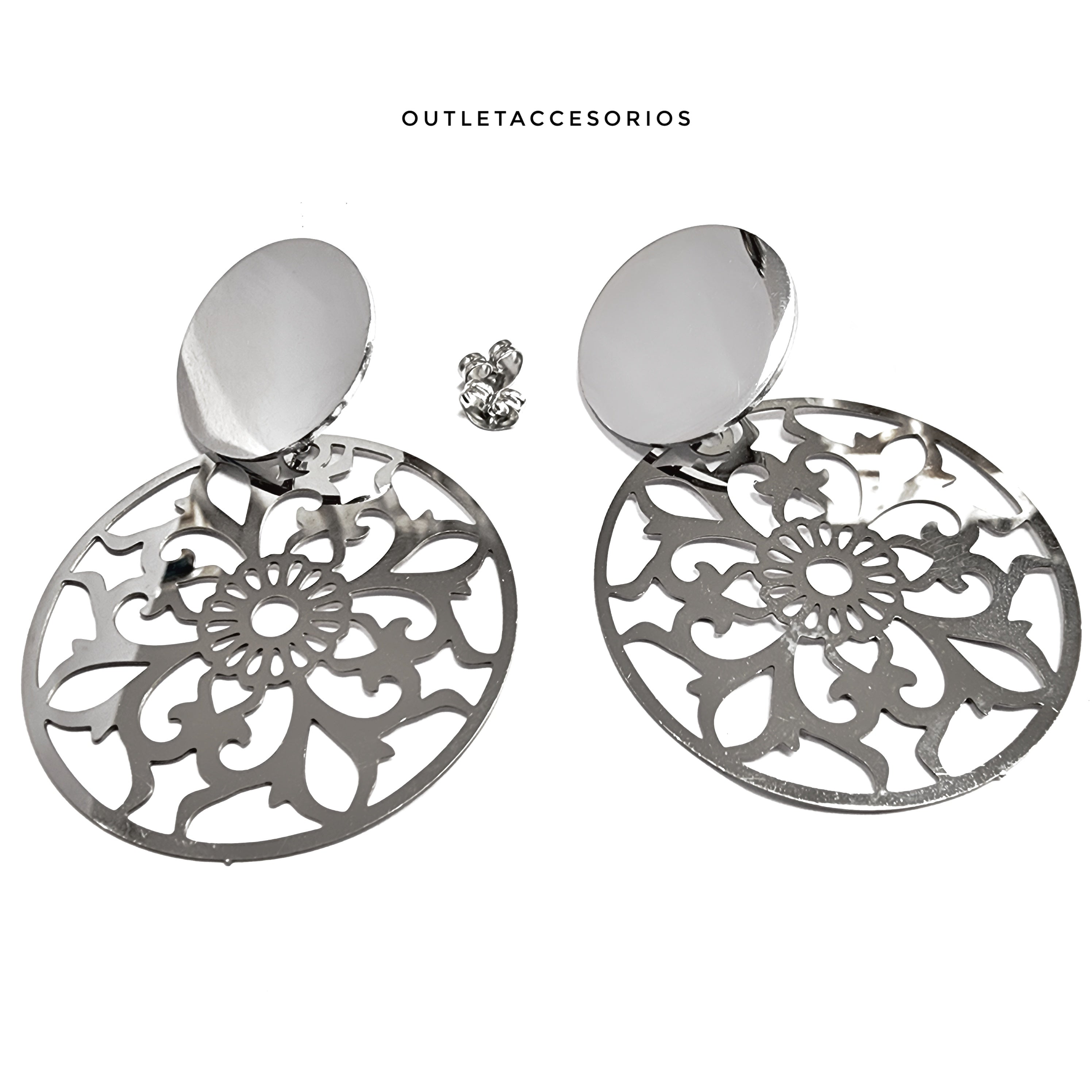 Aros Flor Mandala Silver