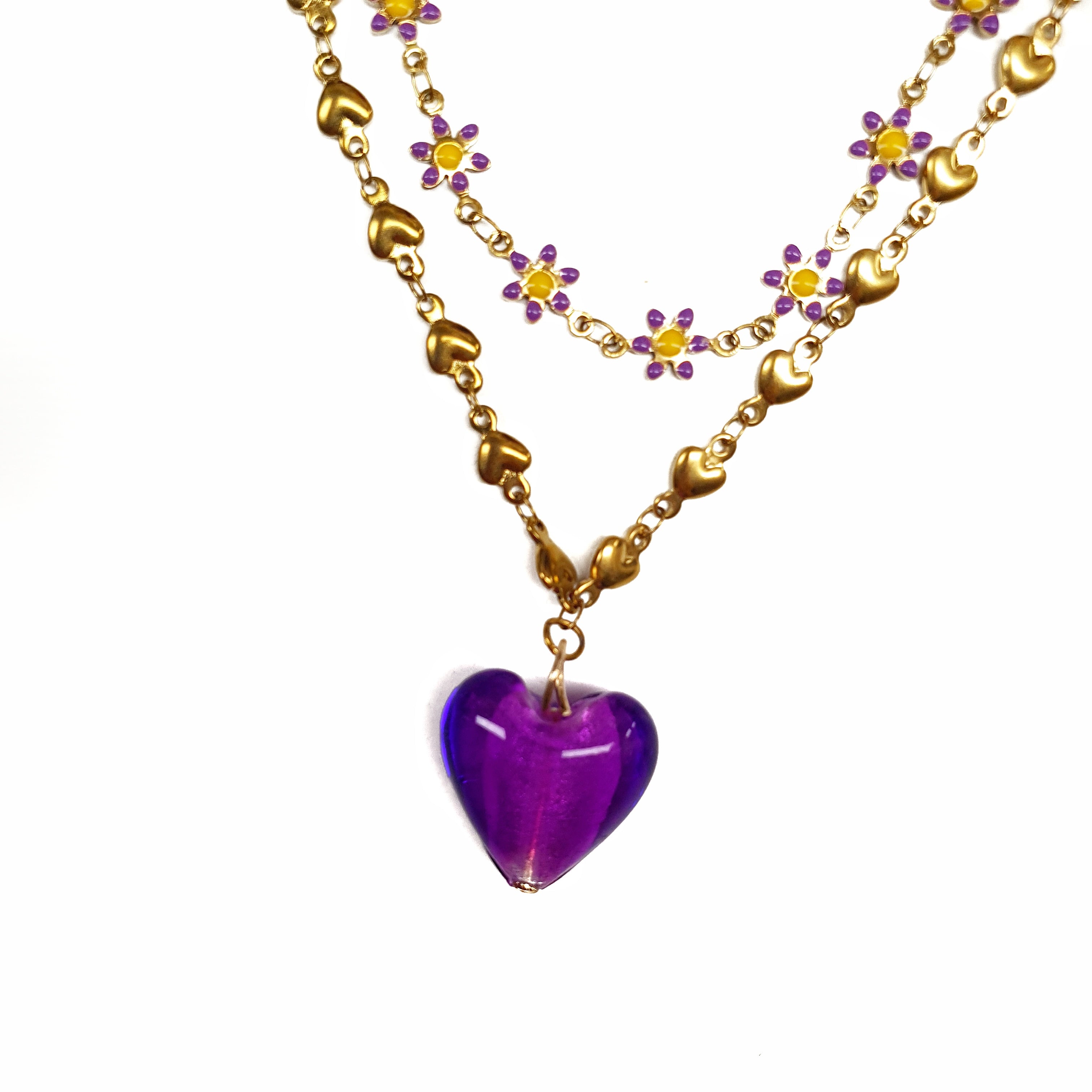 Collar corazon margarita