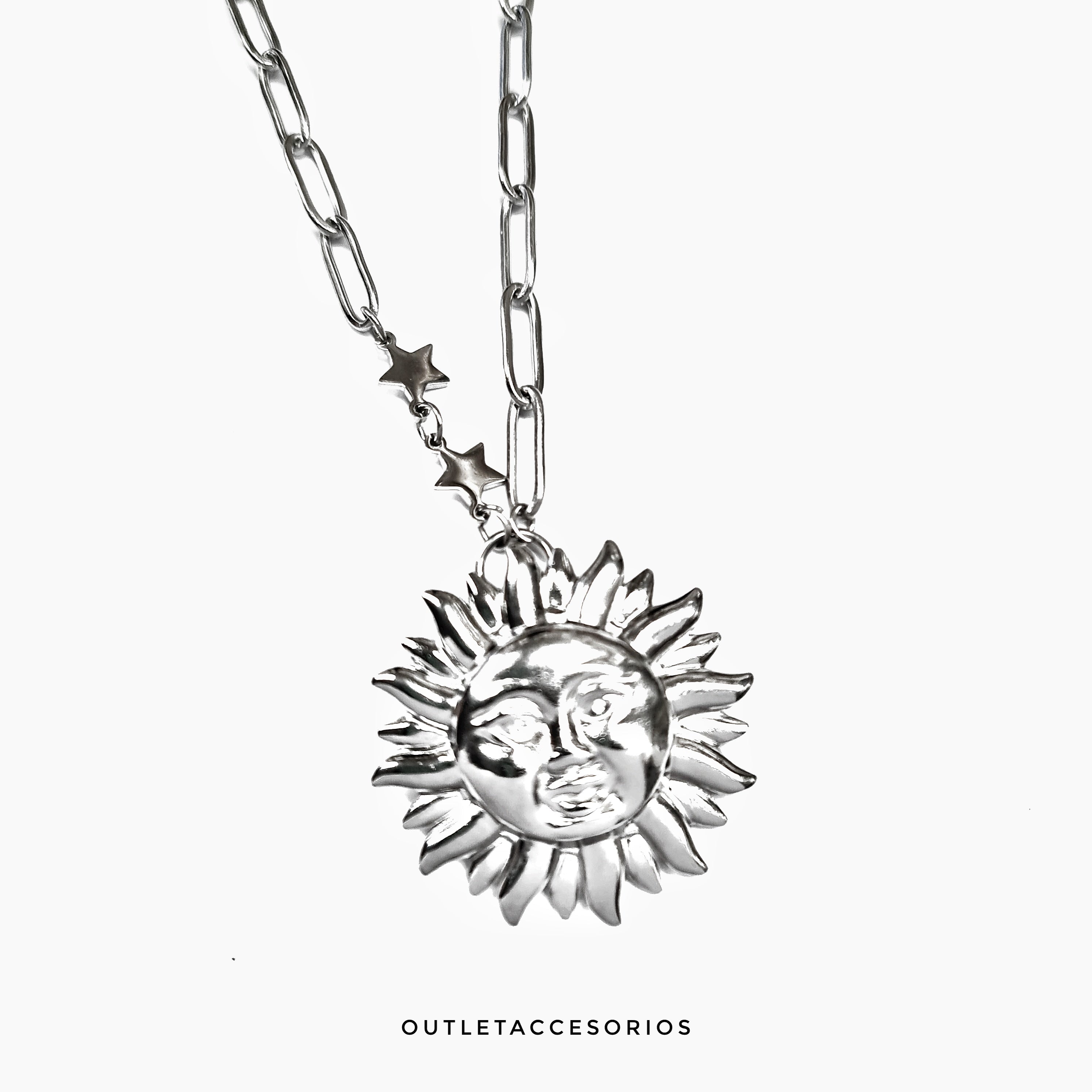 Collar sol plateado