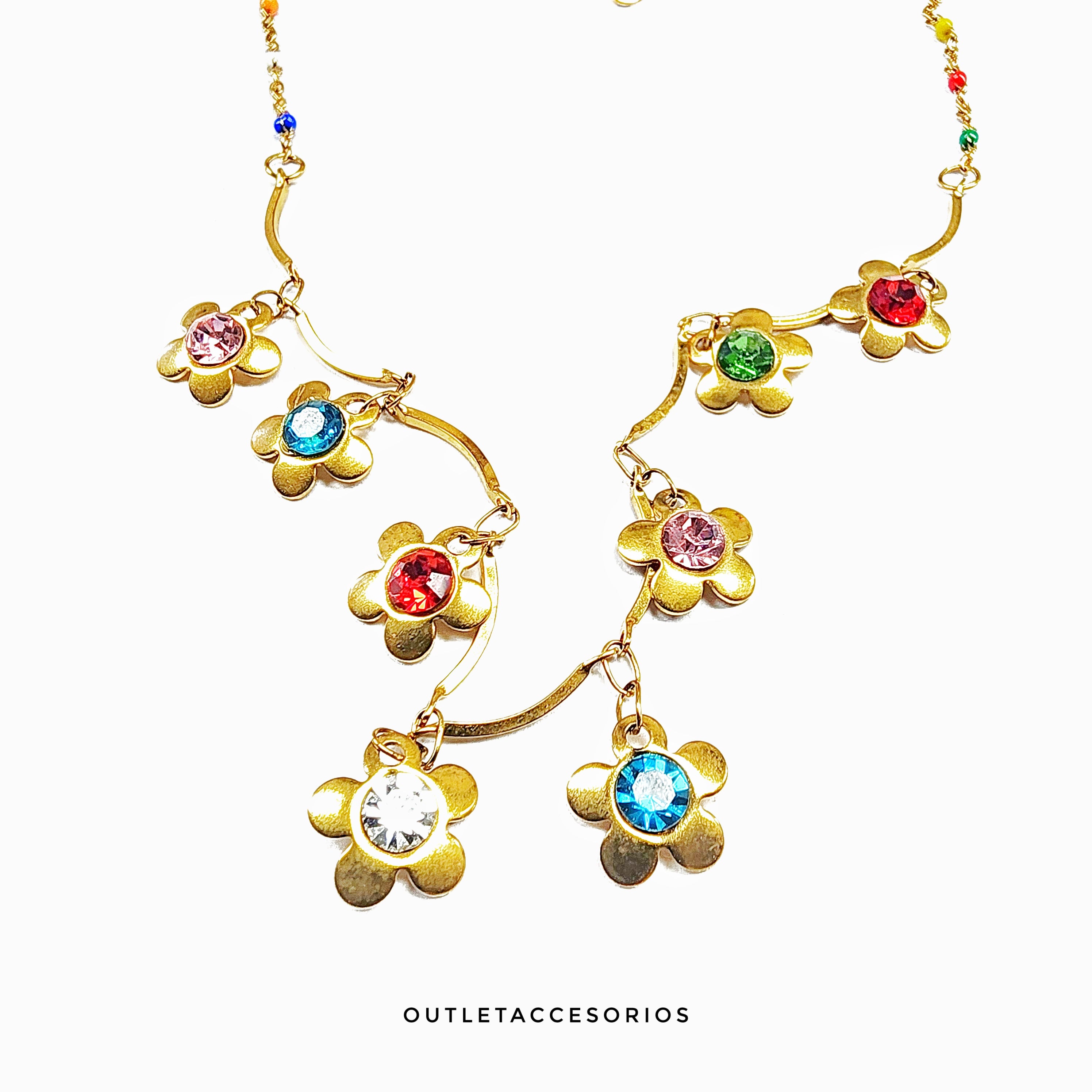 Collar Flores brillo colores