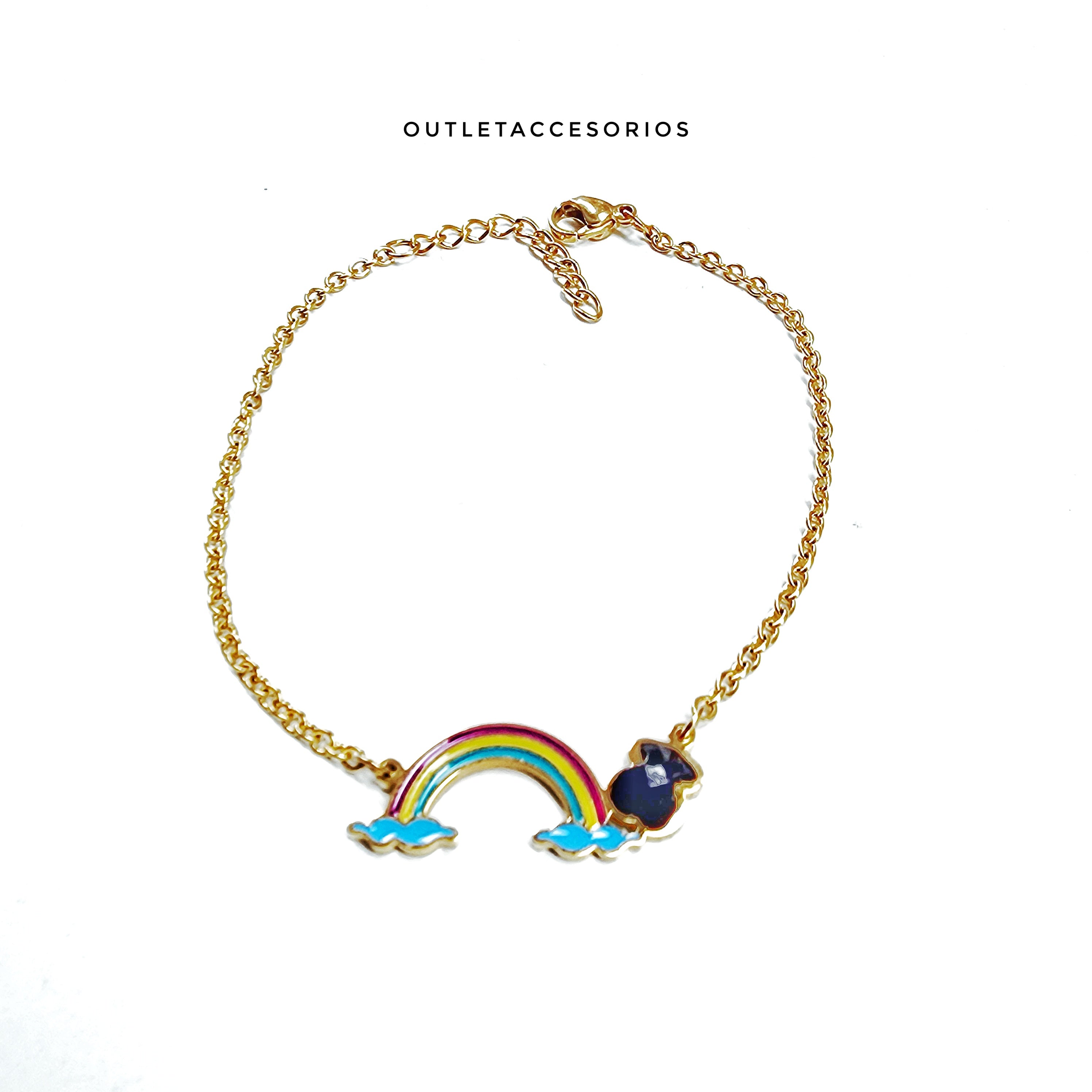 Pulsera oso arcoíris dorado