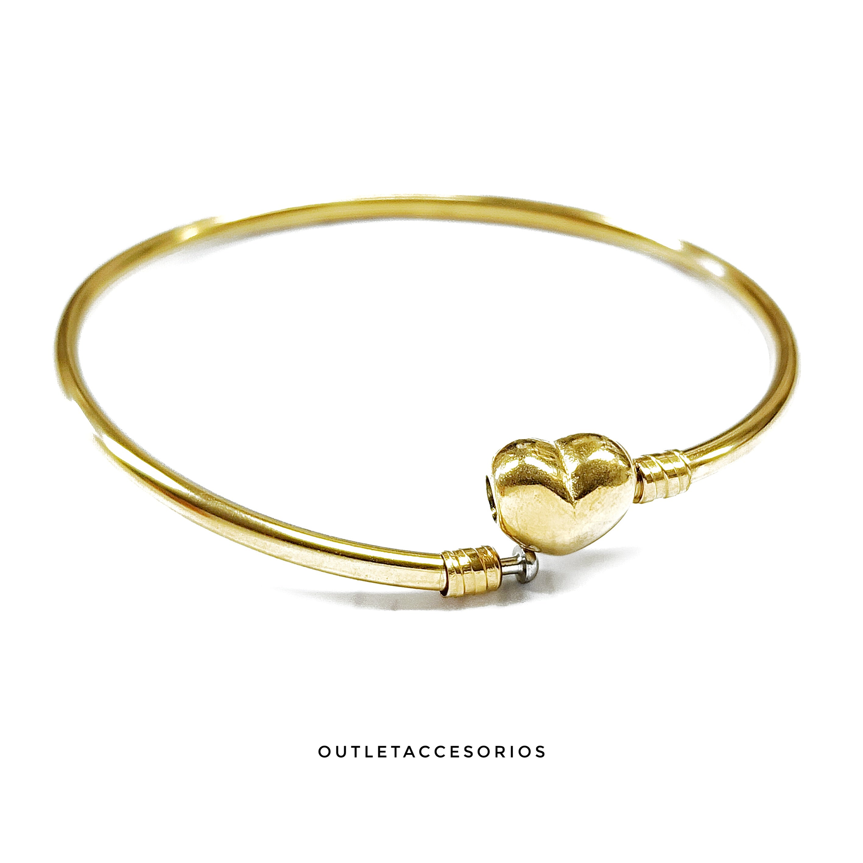 Pulsera Pandora rígida corazon Dorado