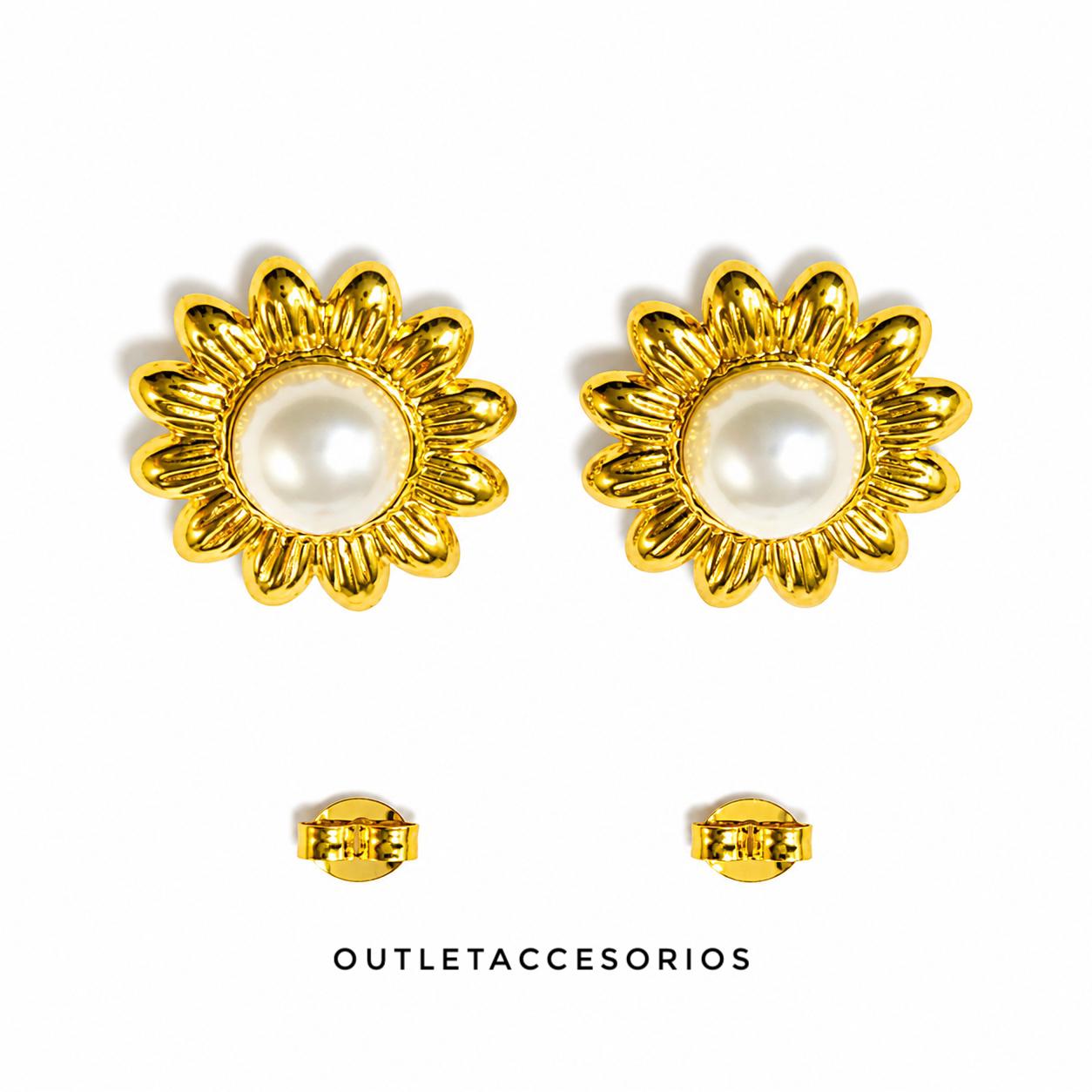 Aros flor perla