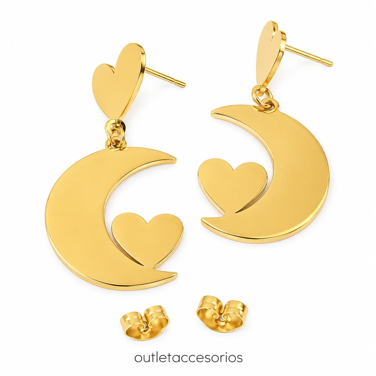 Aros luna corazon