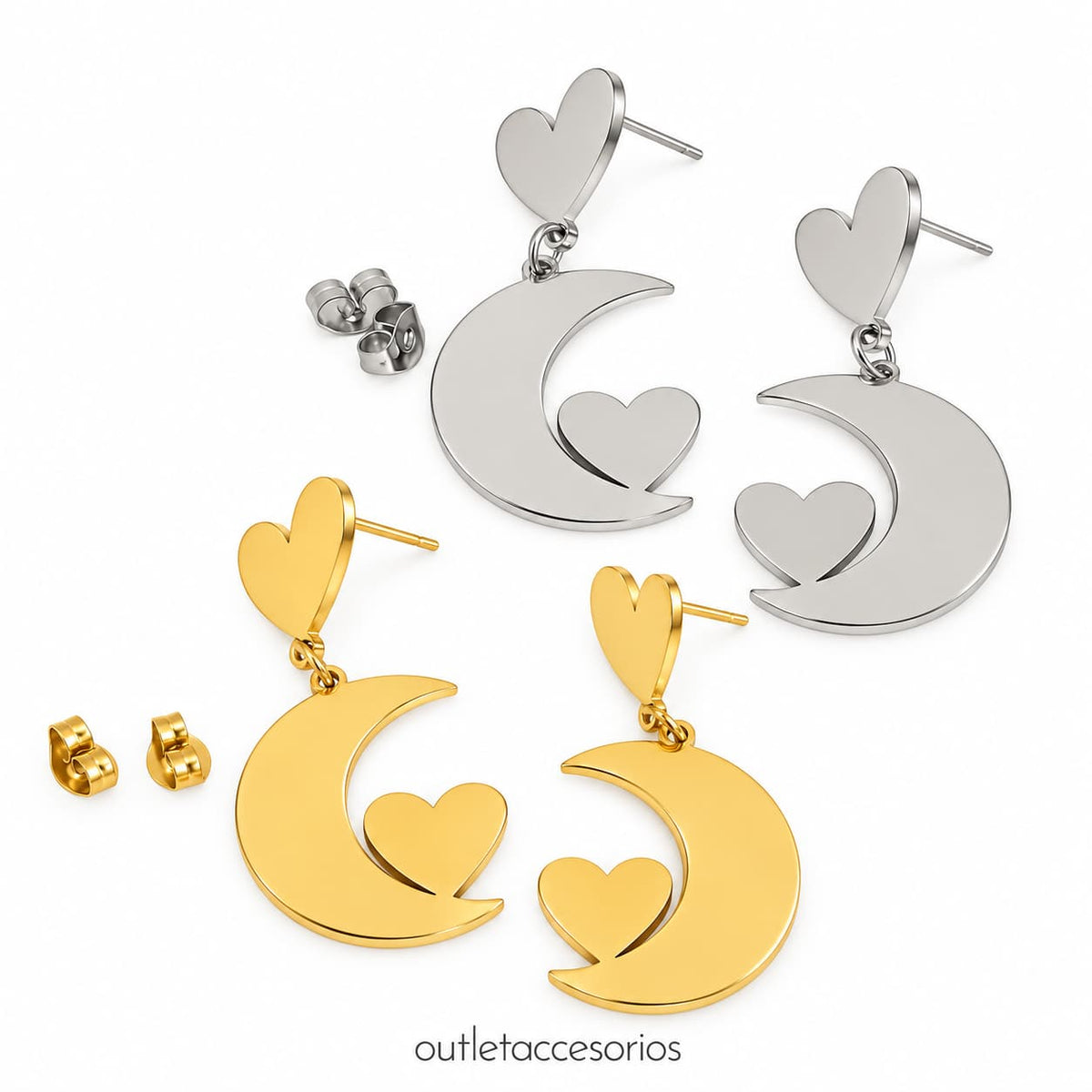 Aros luna corazon