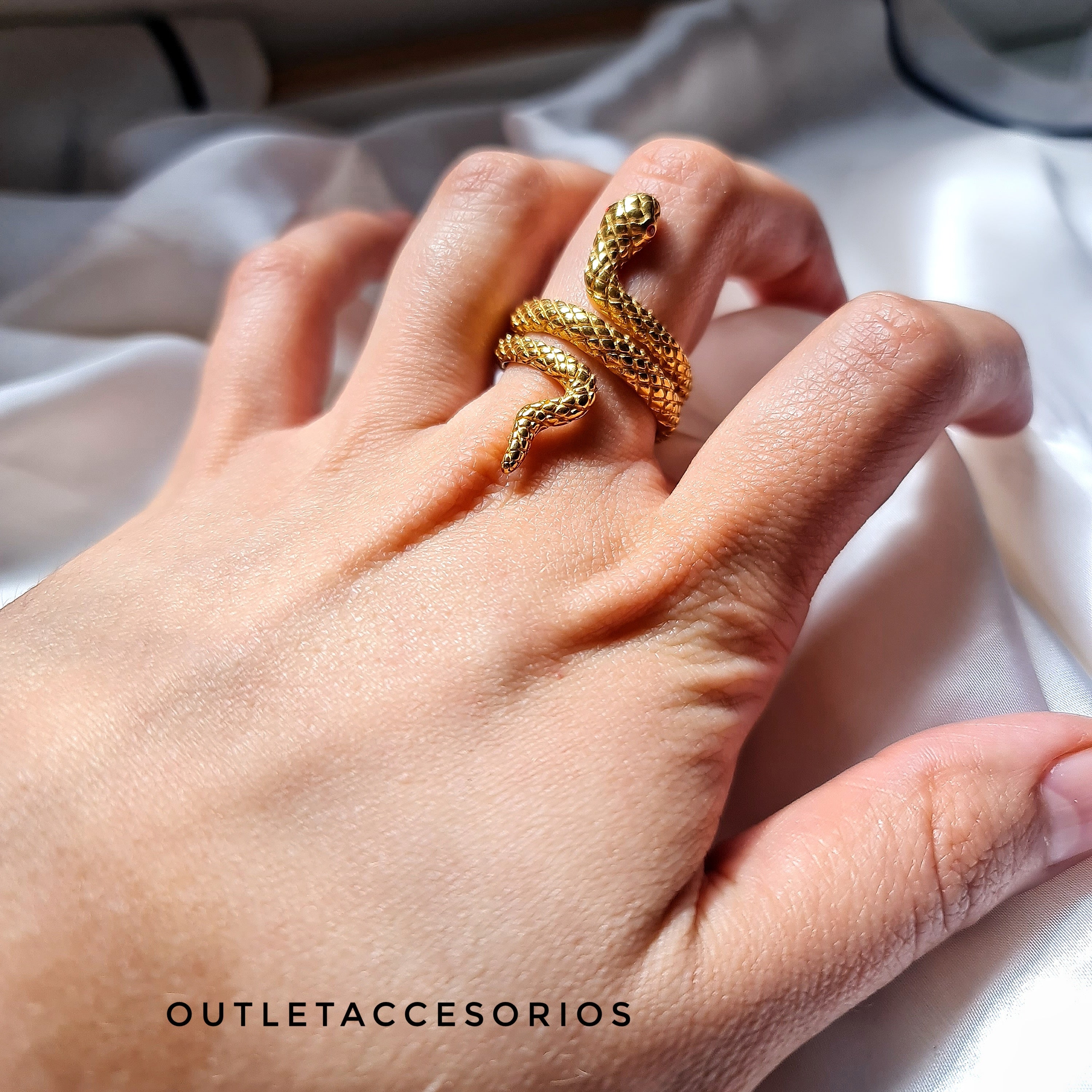 Oro Anillo De Serpiente Anillo De Plata 925 Bañada En Oro Amarillo