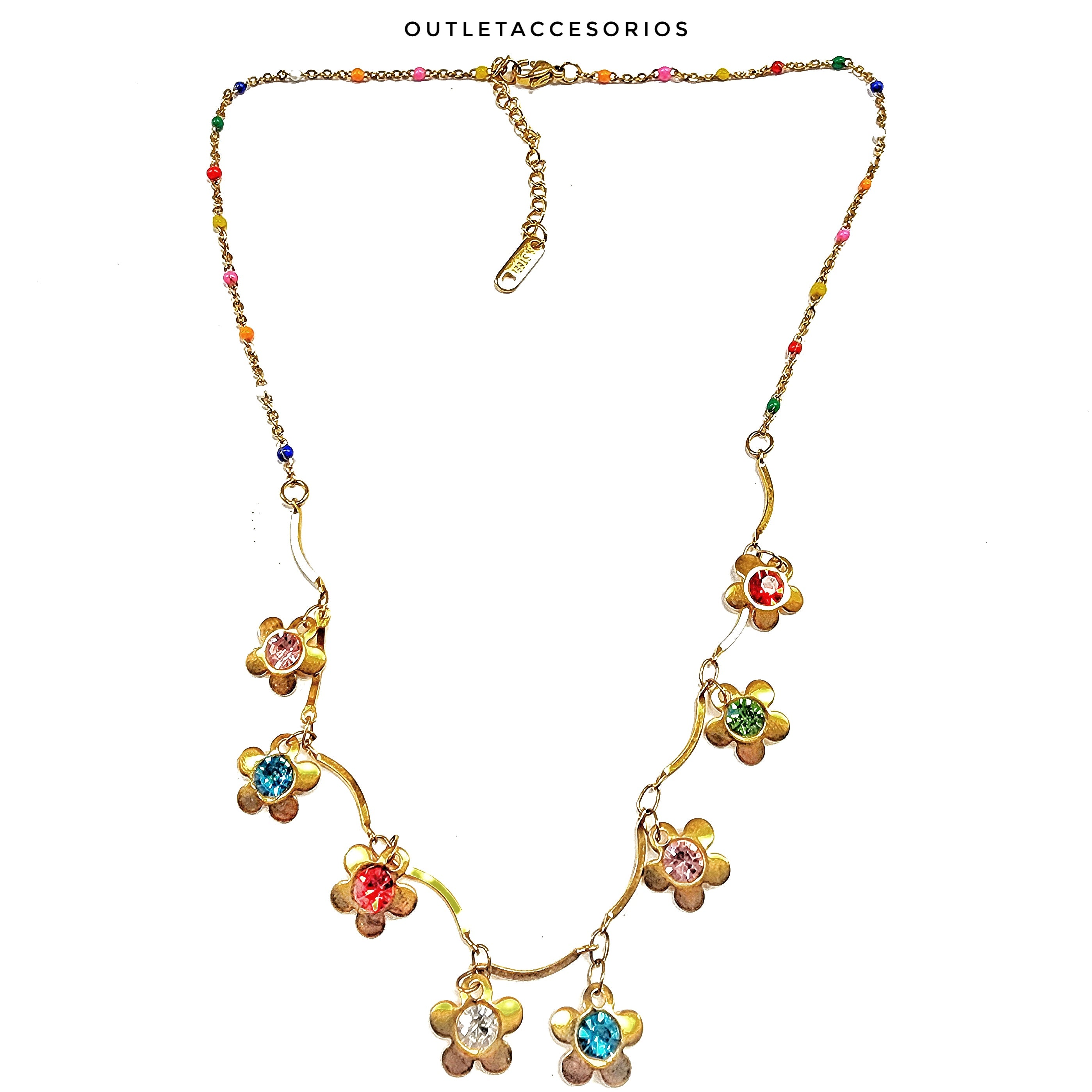 Collar Flores brillo colores