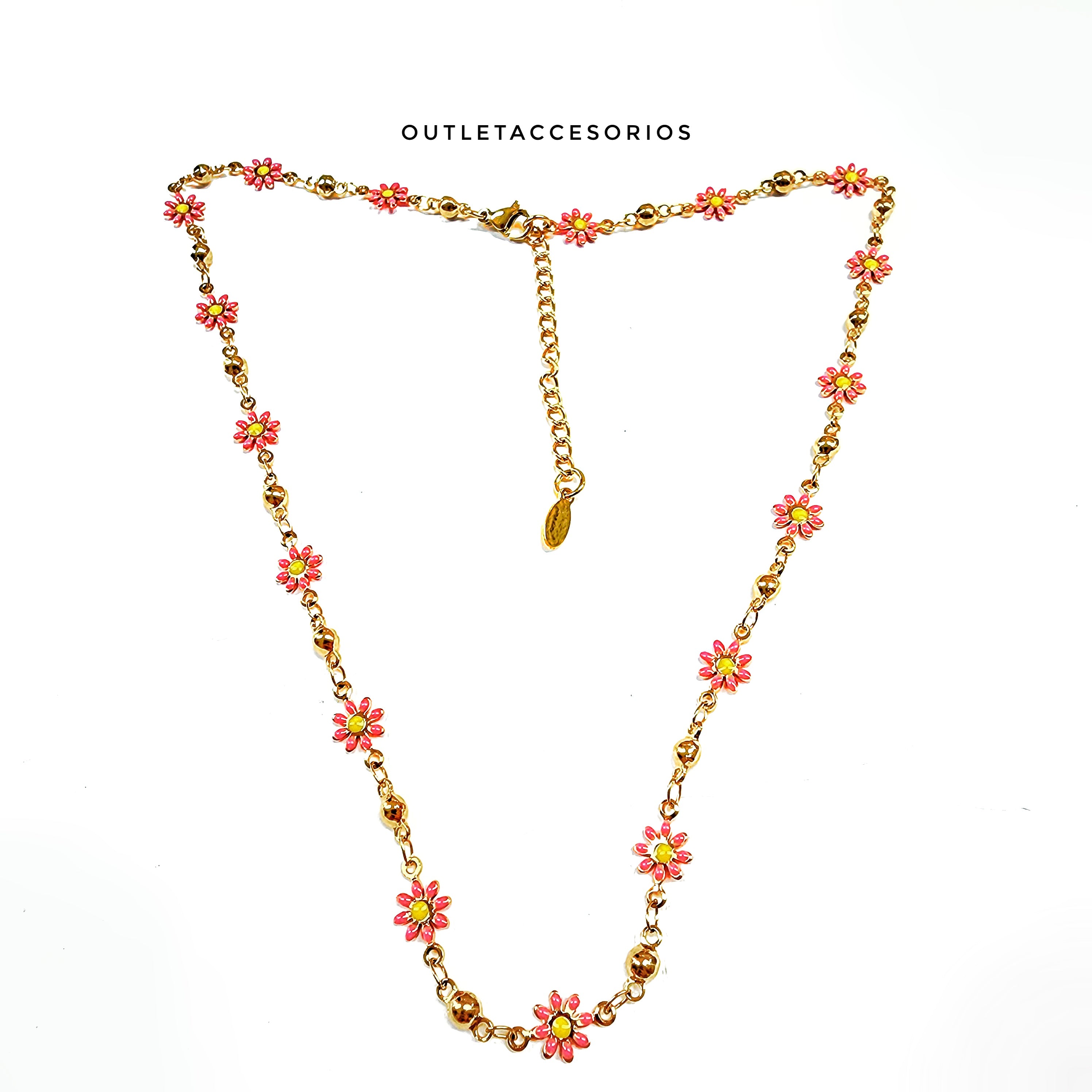 Collar Flor margarita fucsias