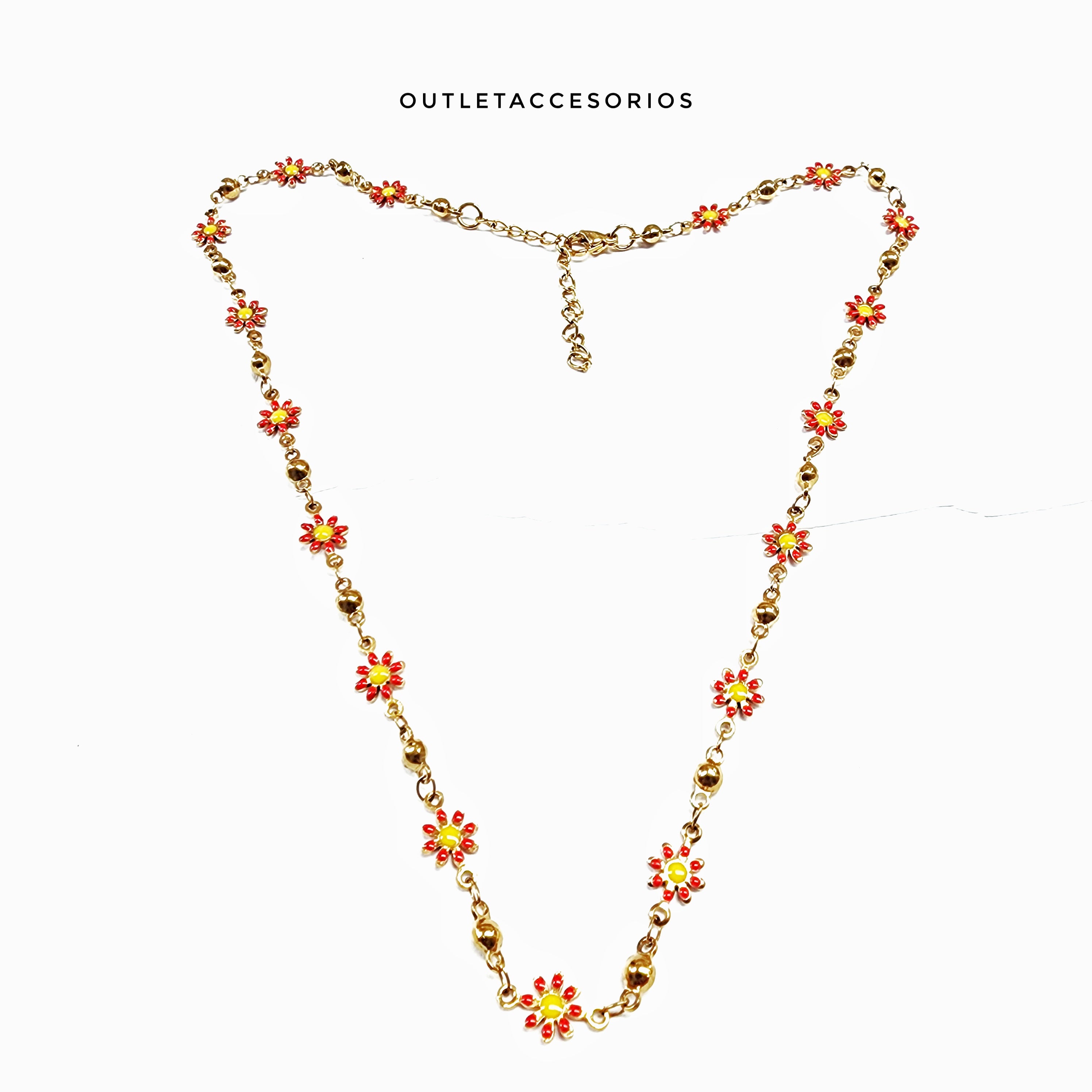 Collar Flor margarita rojo