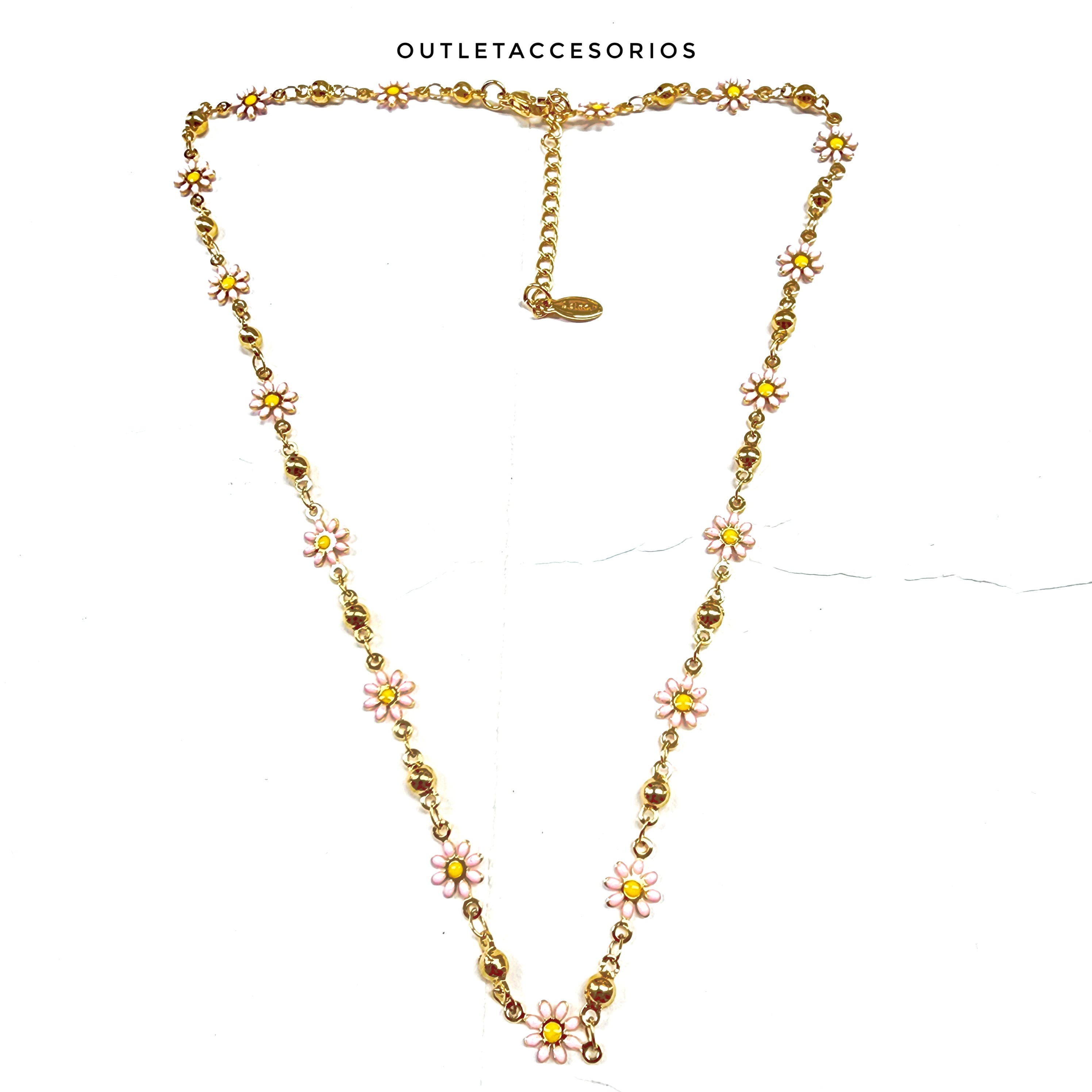 Collar Flor margarita rosa