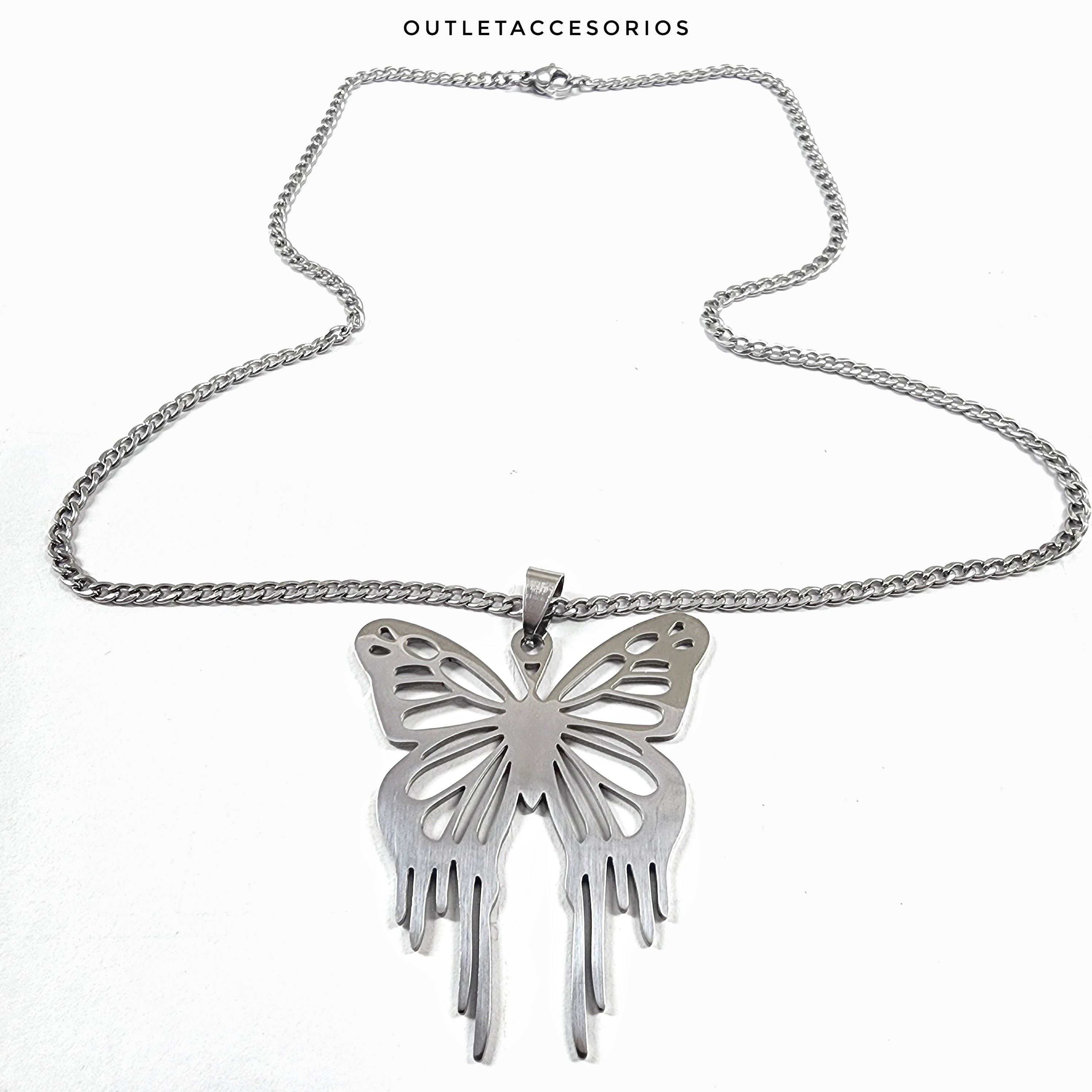 Collar Monarca mariposa plateado