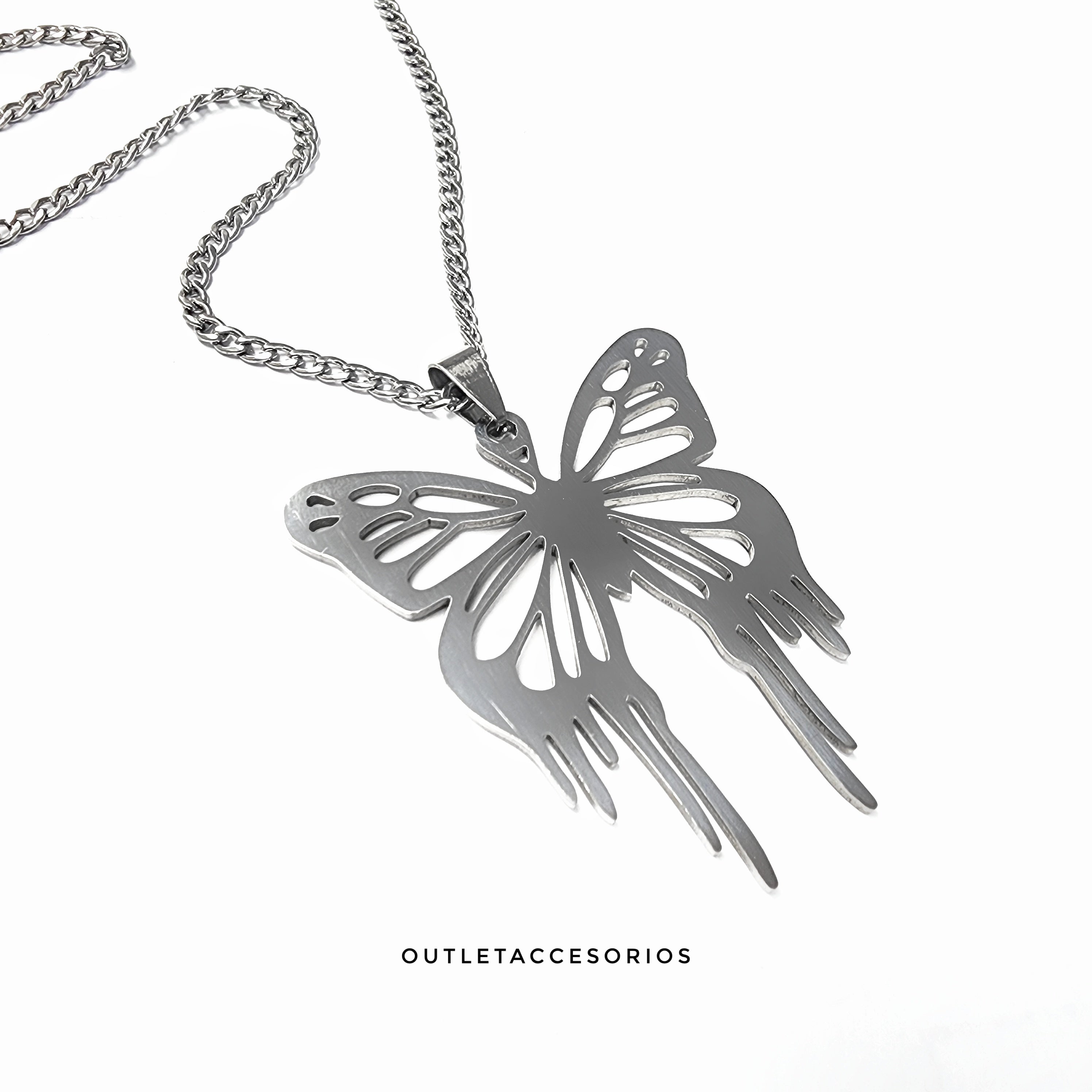 Collar Monarca mariposa plateado