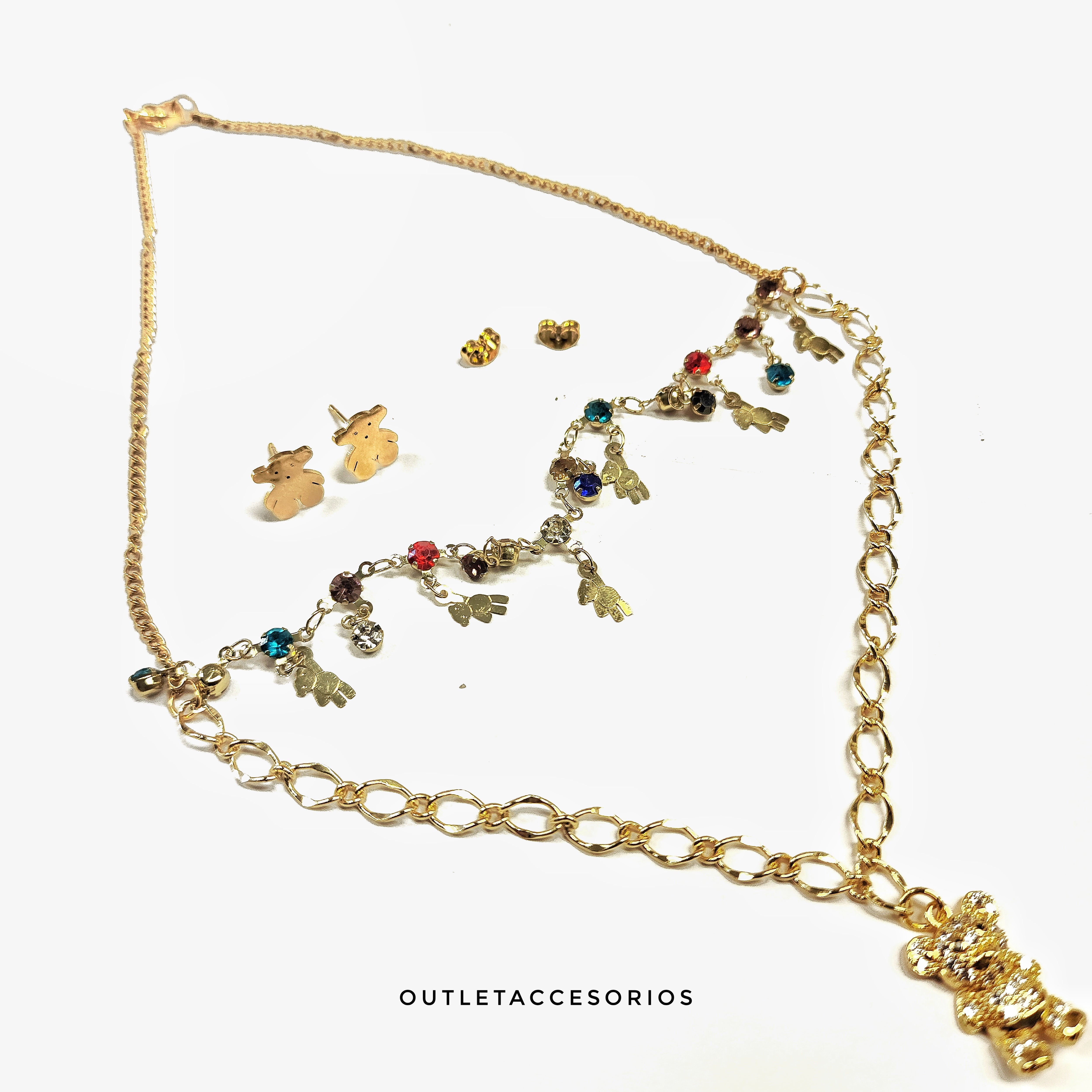 Collar Oso Brillos + aros oso