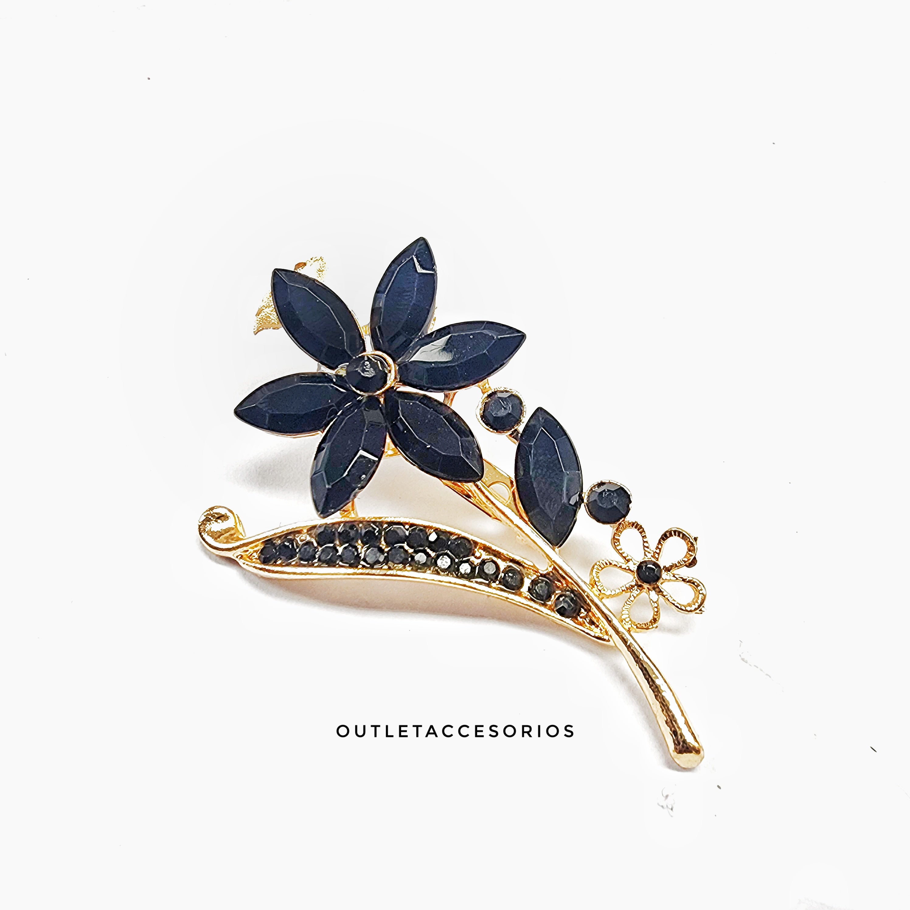Prendedor flor negra