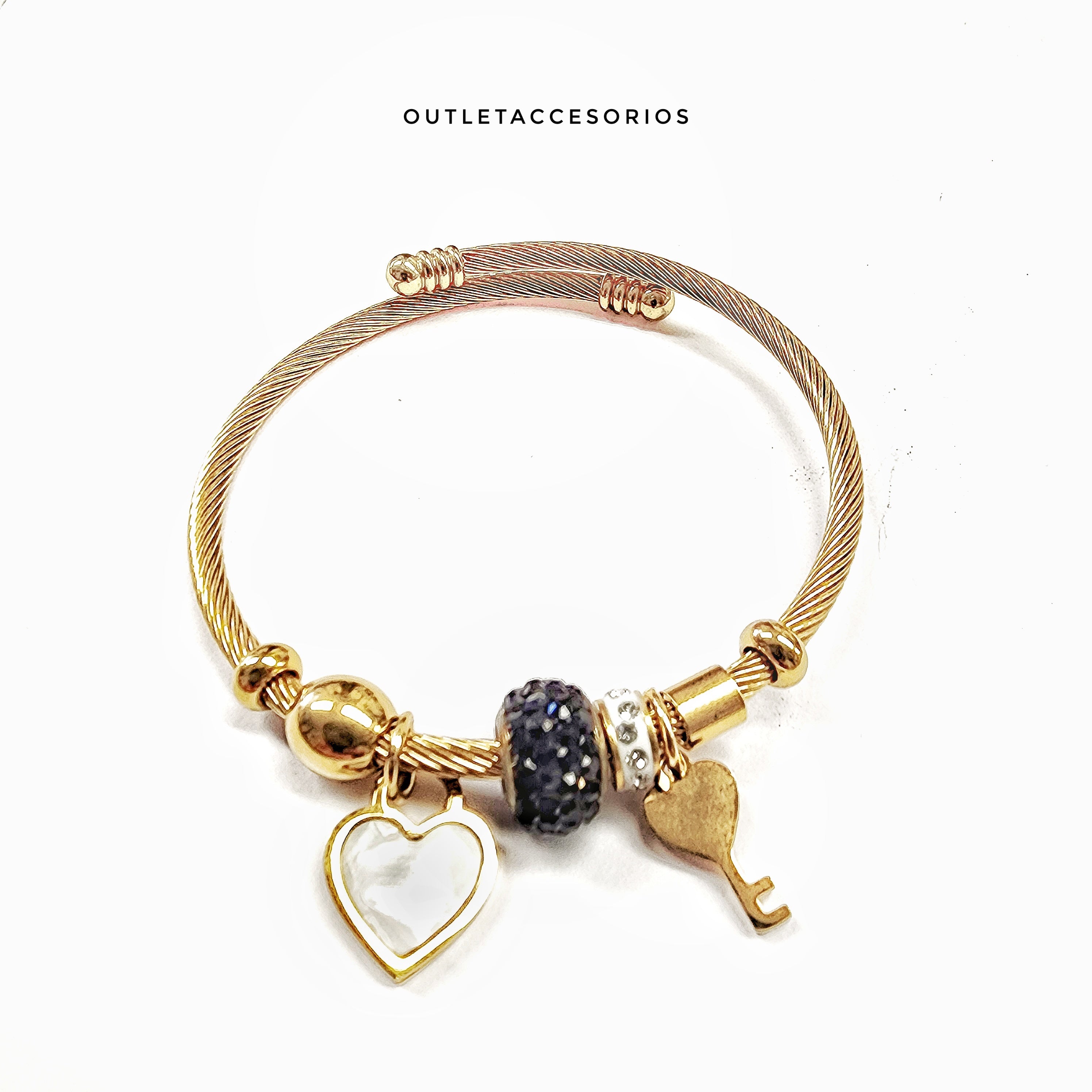 Pulsera pandora charms llave corazon ajustable