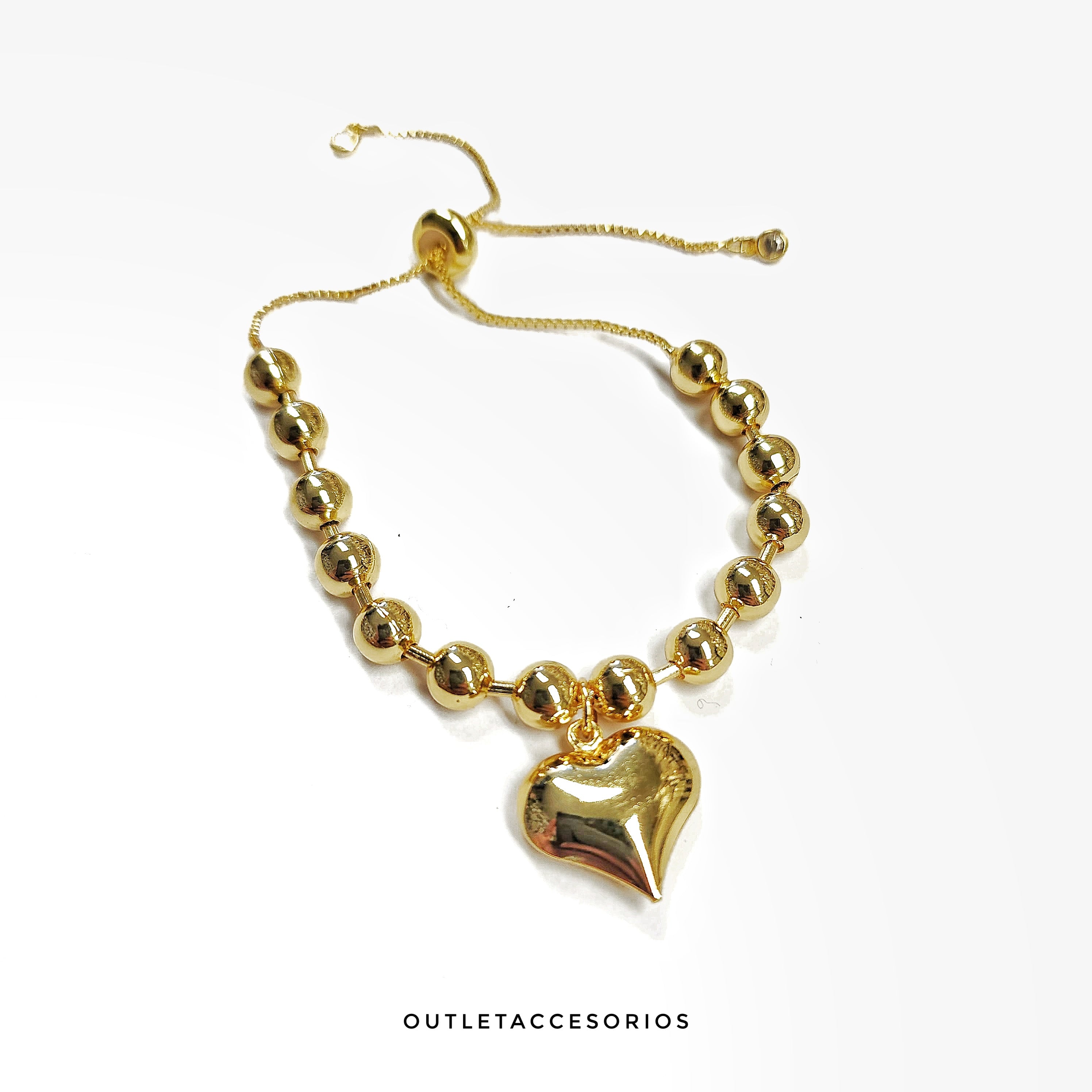Pulsera Balin Corazon baño oro 18k