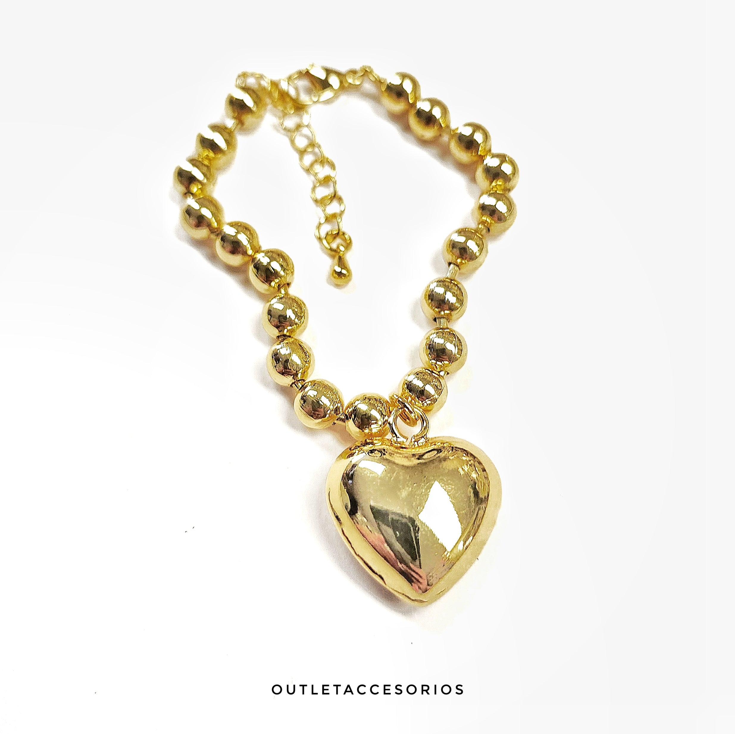 Pulsera Balin Corazon redondo baño oro 18k