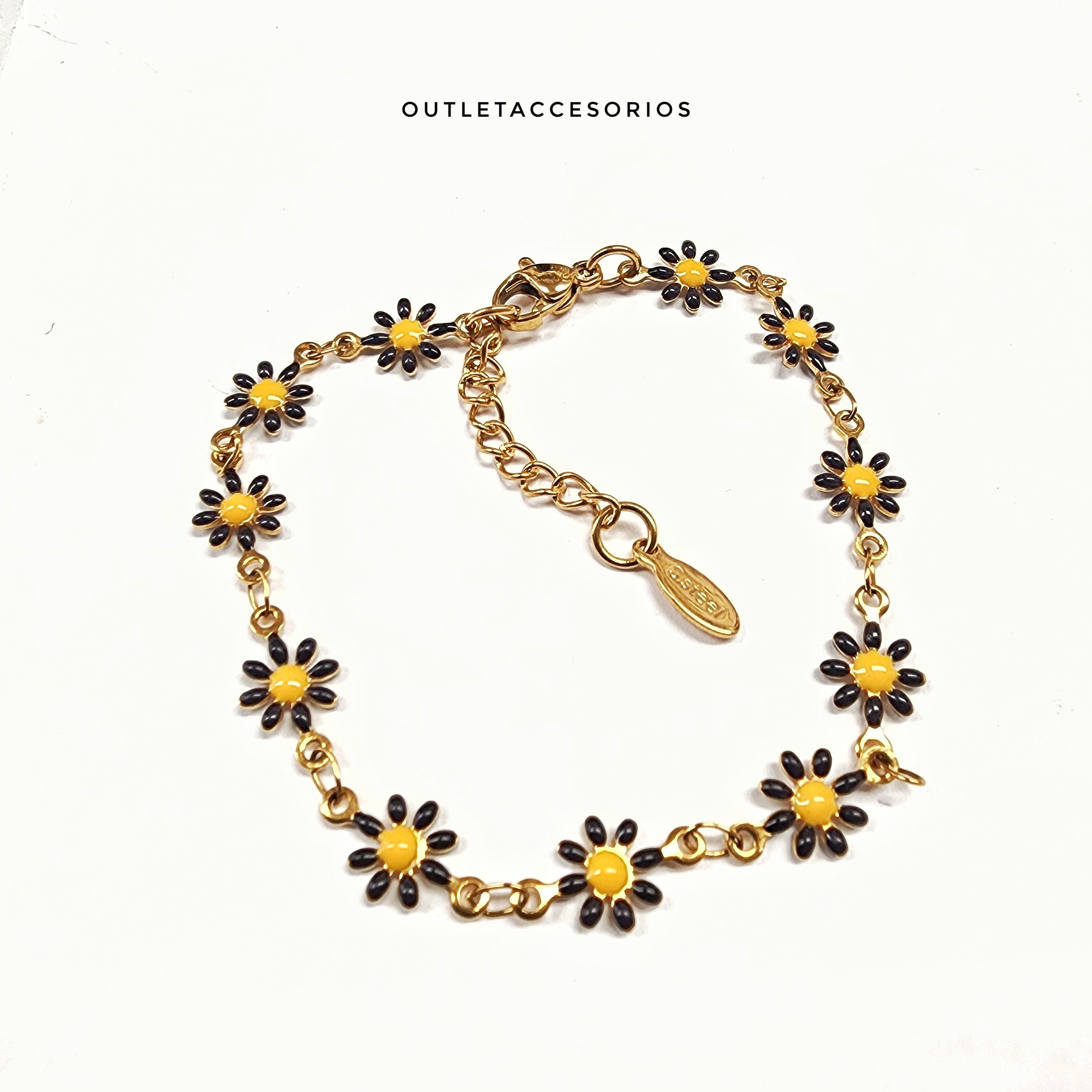Pulsera Flor margarita negra