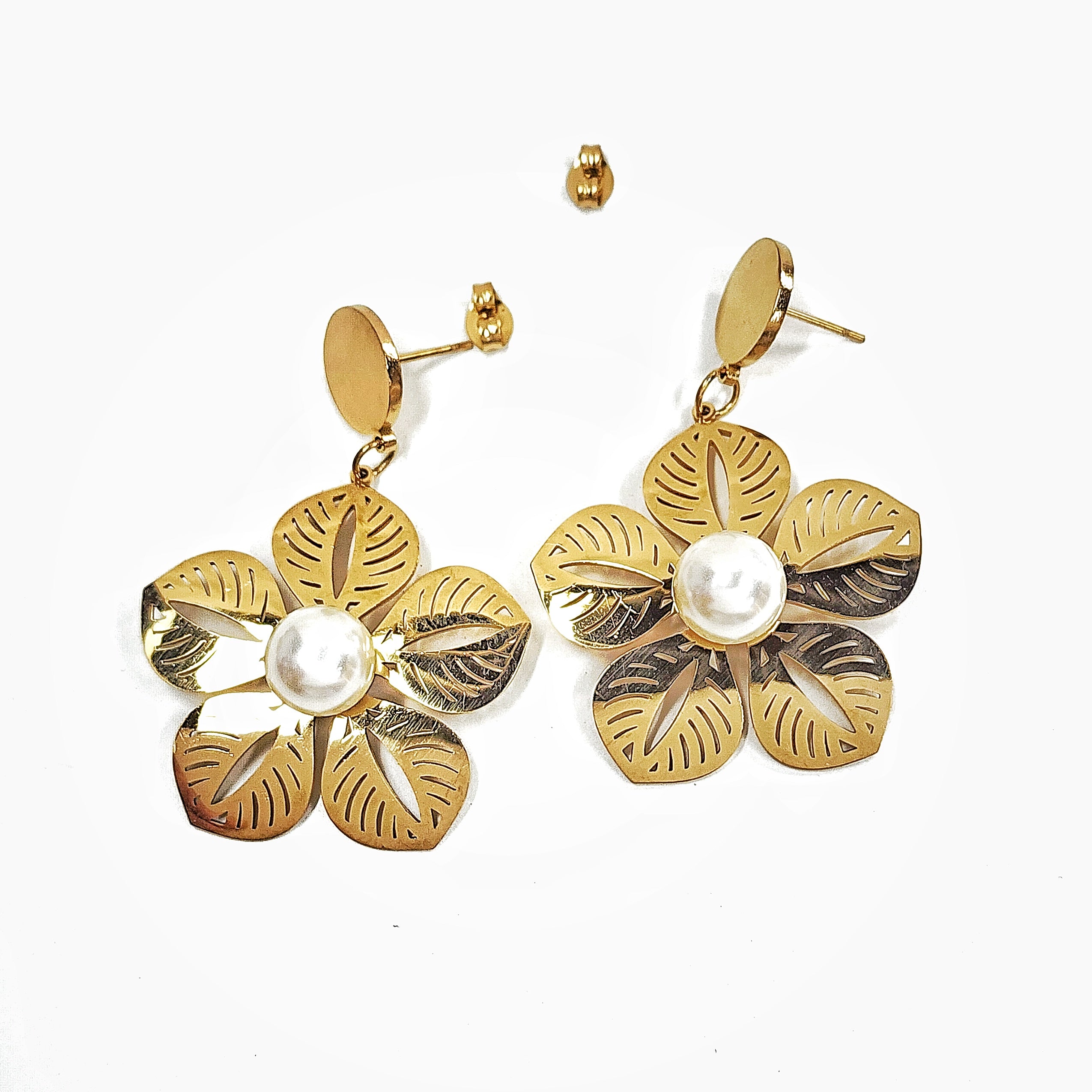 Aros flor perla